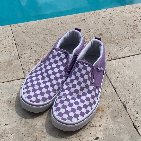 Vans Shoes - Purple & White Checkered Vans Size 5